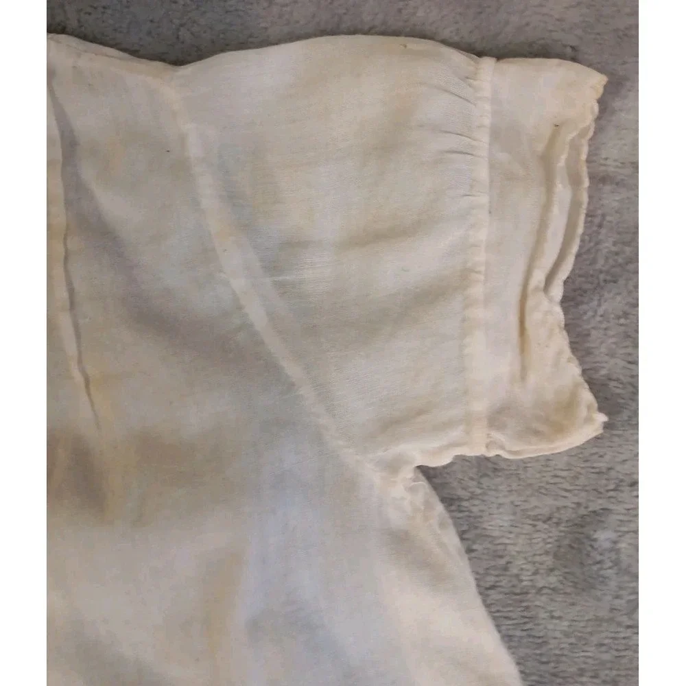 3 Vtg Handmade Infant Toddler Slip Embroidered Off‎ White Light Cotton READ SEE